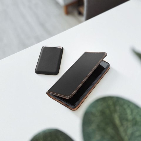 Etui z klapką na Samsung S21 Smart Pro Book skórzane czarne