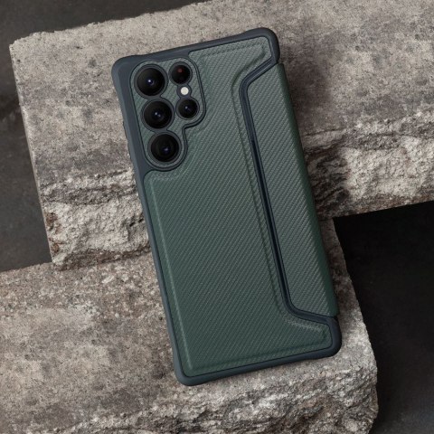 Etui z klapką na Samsung S23 FE Razor Book ciemnozielone