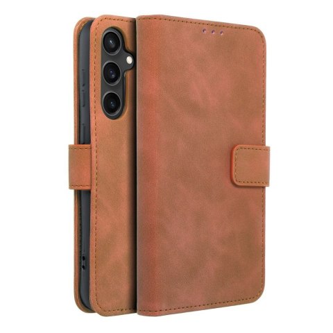 Etui z klapką na Samsung S23 FE Tender Book brązowe