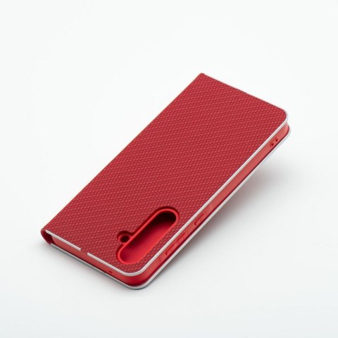 Etui z klapką na Samsung S23 Luna Book Carbon czerwone