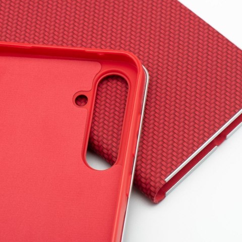 Etui z klapką na Samsung S23 Luna Book Carbon czerwone