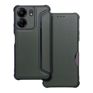 Etui z klapką na Xiaomi Redmi 13C Razor Book ciemnozielone