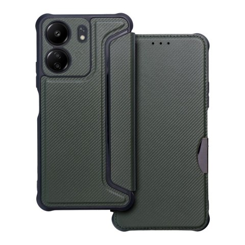 Etui z klapką na Xiaomi Redmi 13C Razor Book ciemnozielone