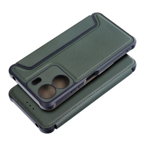 Etui z klapką na Xiaomi Redmi 13C Razor Book ciemnozielone