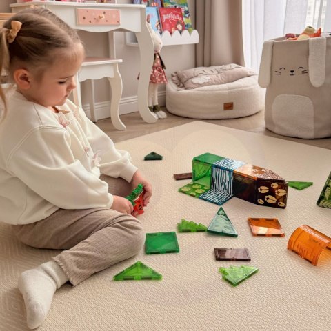 WOOPIE Klocki Magnetyczne Konstrukcyjne 3D Zestaw Edukacyjny Zwierzęta Dżungli 45el.