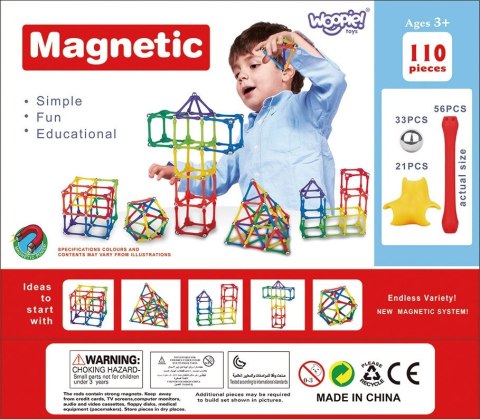WOOPIE Klocki Magnetyczne Konstrukcyjne Układanka 110 el._4SZT