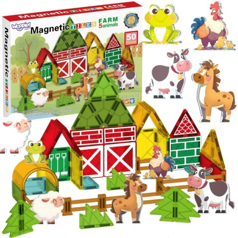 WOOPIE Magnetyczne Klocki Konstrukcyjne 7,5 cm Farma 50 el.