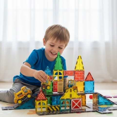 Woopie Zestaw Klocków Magnetycznych z Pojazdami Budowlanymi