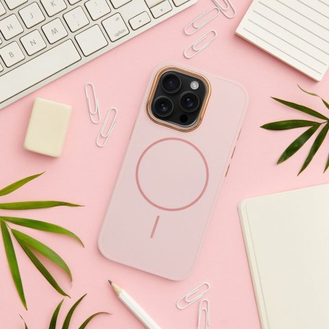 Futerał do iPhone 13 Frame Mag Cover zgodny z MagSafe pudrowy róż