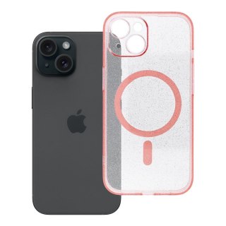 Futerał do iPhone 15 Clear Mag Cover (STR / CAMERA PROTECTION) zgodny z MagSafe różowy glitter