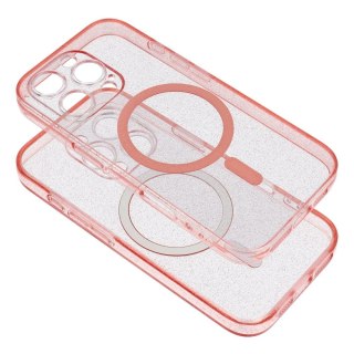 Futerał do iPhone 15 Clear Mag Cover (STR / CAMERA PROTECTION) zgodny z MagSafe różowy glitter