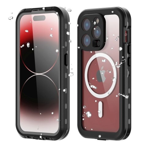 Futerał do iPhone 15 PRO Shellbox DOT wodoodporny zgodny z MagSafe czarny