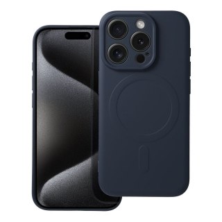 Futerał do iPhone 15 PRO Silicone Mag Cover zgodny z MagSafe (camera protection) tytanowy niebieski
