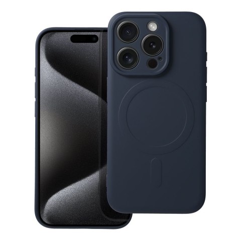 Futerał do iPhone 15 PRO Silicone Mag Cover zgodny z MagSafe (camera protection) tytanowy niebieski