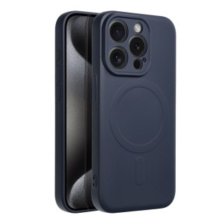 Futerał do iPhone 15 PRO Silicone Mag Cover zgodny z MagSafe (camera protection) tytanowy niebieski
