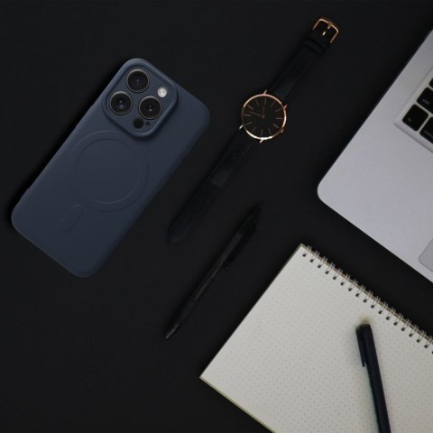 Futerał do iPhone 15 PRO Silicone Mag Cover zgodny z MagSafe (camera protection) tytanowy niebieski