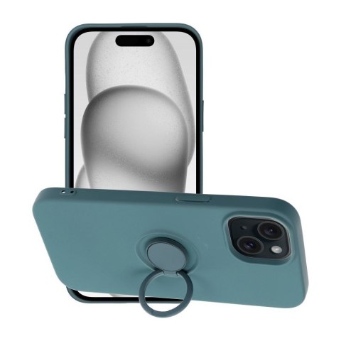 Futerał do iPhone 15 Silicone Ring zielony