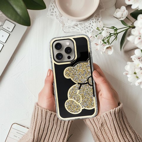 Futerał do iPhone 15 Teddy Bear złoty