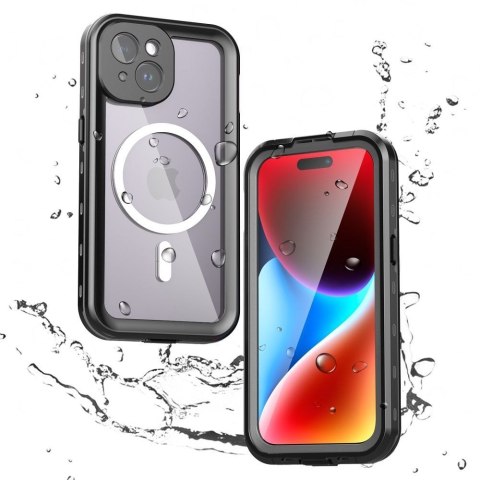 Etui na iPhone 15 wodoodporne Shellbox Dot zgodne z MagSafe czarne