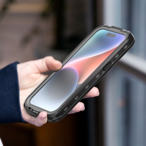 Etui na iPhone 15 wodoodporne Shellbox Dot zgodne z MagSafe czarne
