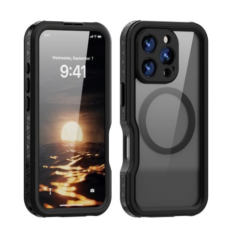 Futerał do iPhone 16 PRO Shellbox GT wodoodporny zgodny z MagSafe czarny