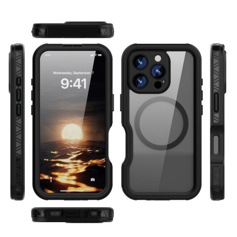 Futerał do iPhone 16 PRO Shellbox GT wodoodporny zgodny z MagSafe czarny