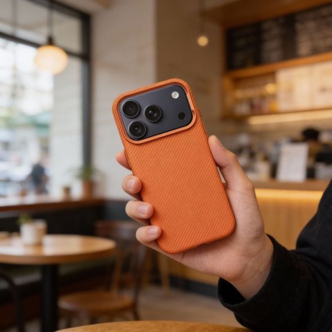 Futerał do iPhone 17 PRO Kevlar zgodny z MagSafe pomarańczowy