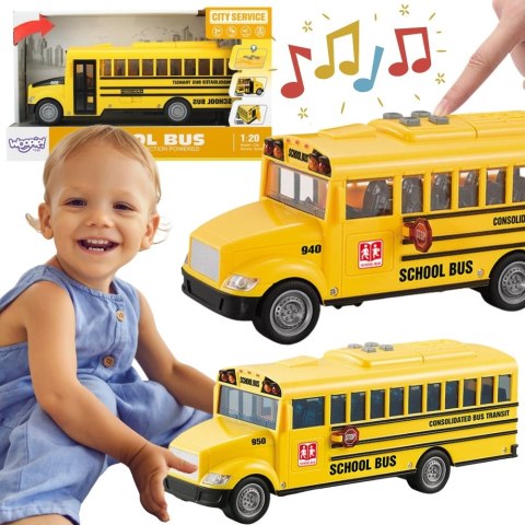 WOOPIE Interaktywny Autobus Szkolny Elektryczny 1:20 Światło Dźwięk Prezent