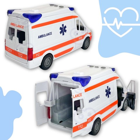 WOOPIE Pogotowie Karetka Ambulans Nosze w Zestawie + Sygnały Dźwiękowe I Świetlne