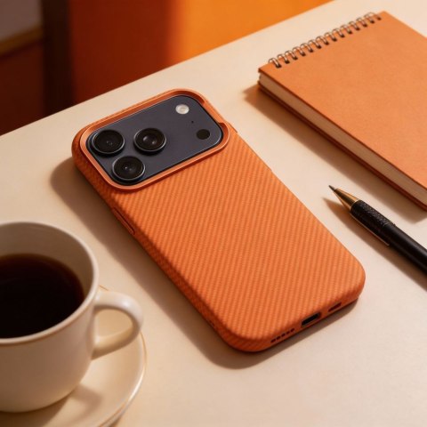 Futerał do iPhone 17 PRO MAX Kevlar zgodny z MagSafe pomarańczowy