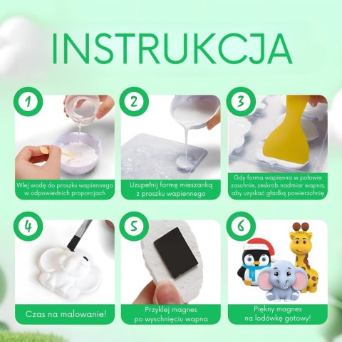 WOOPIE Zestaw Kreatywny z Farbami DIY Zrób Odlewy Gipsowe Figurki i Pomaluj - Zestaw Zwierzątka