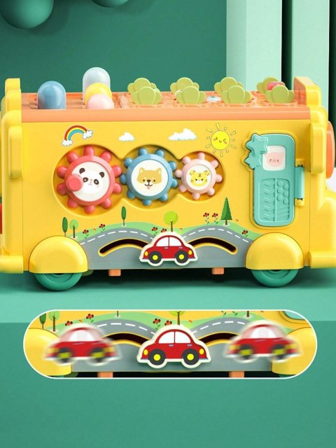 WOOPIE BABY Interaktywny Autobus Montessori Edukacyjny 6w1 Młoteczek Cymbałki +18 m