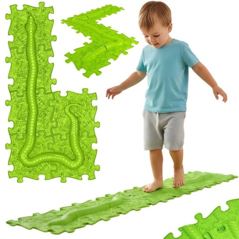 WOOPIE Mata Sensoryczna Ortopedyczna Puzzle Wąż Zielony 6 el.