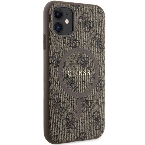GUESS futerał do IPHONE 11 kompatybliny z MagSafe GUHMN61G4GFRW (4G Ring classic logo) brązowy
