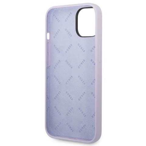 GUESS futerał do IPHONE 13 / 14 / 15 GUHCP14SSLSMU (Silicone Vintage Gold Logo) fioletowy