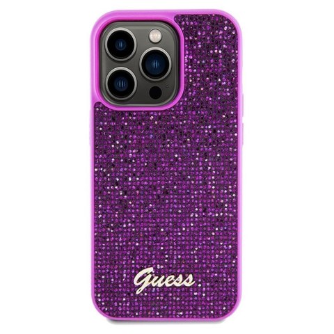 GUESS futerał do IPHONE 14 Pro GUHCP14LPMSDGSF (Disco Script Metal) fuksja