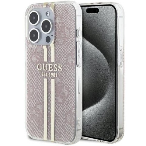 GUESS futerał do IPHONE 14 Pro Max GUHCP14XH4PSEGP (4G Gold Stripe) różowy