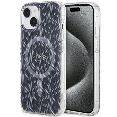GUESS futerał do IPHONE 15 Plus kompatybilny z MagSafe GUHMP15MHGCUSTGK do iPhone 15 Plus (IML GCUBE) czarny