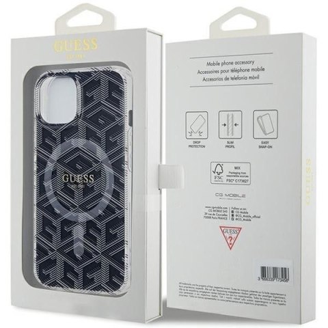 GUESS futerał do IPHONE 15 Plus kompatybilny z MagSafe GUHMP15MHGCUSTGK do iPhone 15 Plus (IML GCUBE) czarny