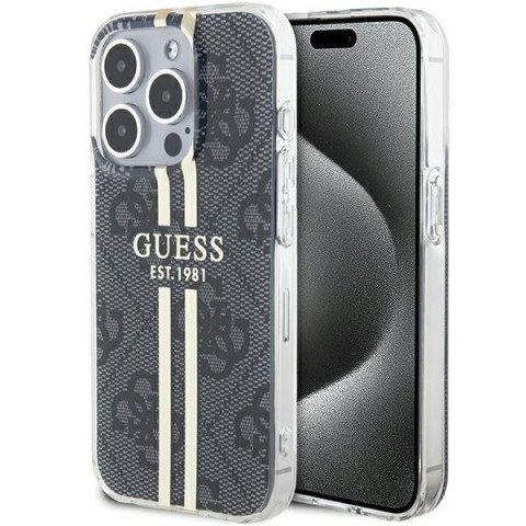 GUESS futerał do IPHONE 15 Pro GUHCP15LH4PSEGK (4G Gold Stripe) czarny