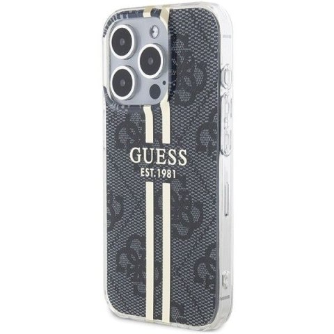 GUESS futerał do IPHONE 15 Pro GUHCP15LH4PSEGK (4G Gold Stripe) czarny