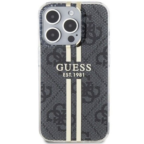 GUESS futerał do IPHONE 15 Pro GUHCP15LH4PSEGK (4G Gold Stripe) czarny