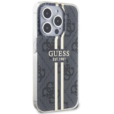 GUESS futerał do IPHONE 15 Pro GUHCP15LH4PSEGK (4G Gold Stripe) czarny