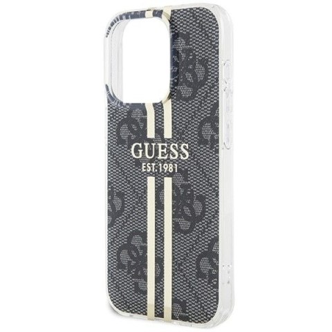 GUESS futerał do IPHONE 15 Pro GUHCP15LH4PSEGK (4G Gold Stripe) czarny