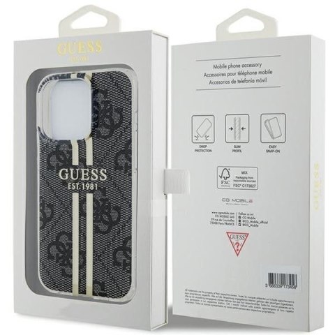 GUESS futerał do IPHONE 15 Pro GUHCP15LH4PSEGK (4G Gold Stripe) czarny