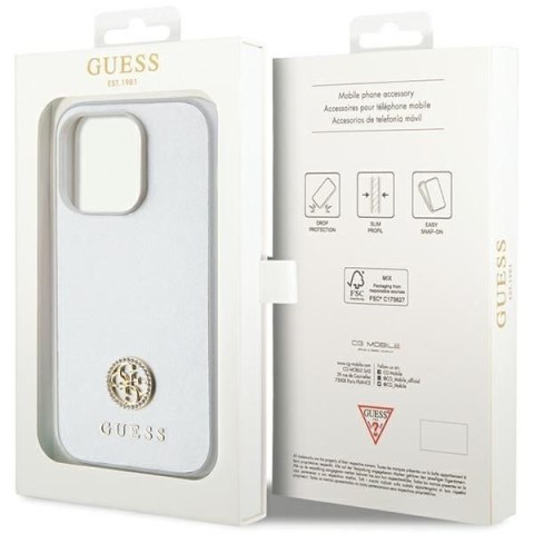 GUESS futerał do IPHONE 15 Pro GUHCP15LPS4DGPS (Strass Metal Logo) srebrny