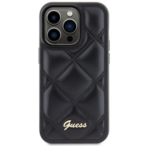 GUESS futerał do IPHONE 15 Pro Max GUHCP15XPSQSQSK (Quilted Metal Logo) czarny