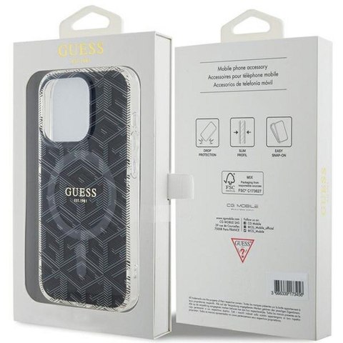 GUESS futerał do IPHONE 15 Pro Max kompatybilny z MagSafe GUHMP15XHGCUSTGK (IML GCUBE) czarny