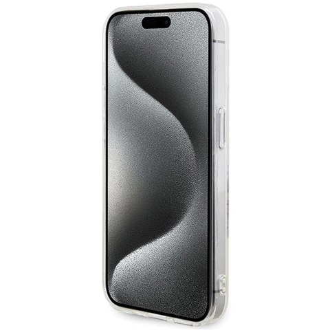 GUESS futerał do IPHONE 15 Pro kompatybilny z MagSafe GUHMP15LHFWFCT (Flowers Wreath) transparentny