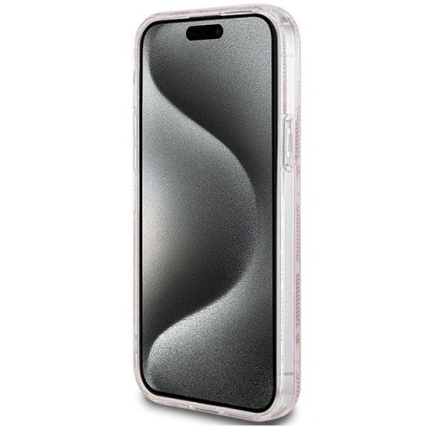GUESS futerał do IPHONE 15 kompatybilny z MagSafe GUHMP15SHGCUSTGP (IML GCUBE) różowy